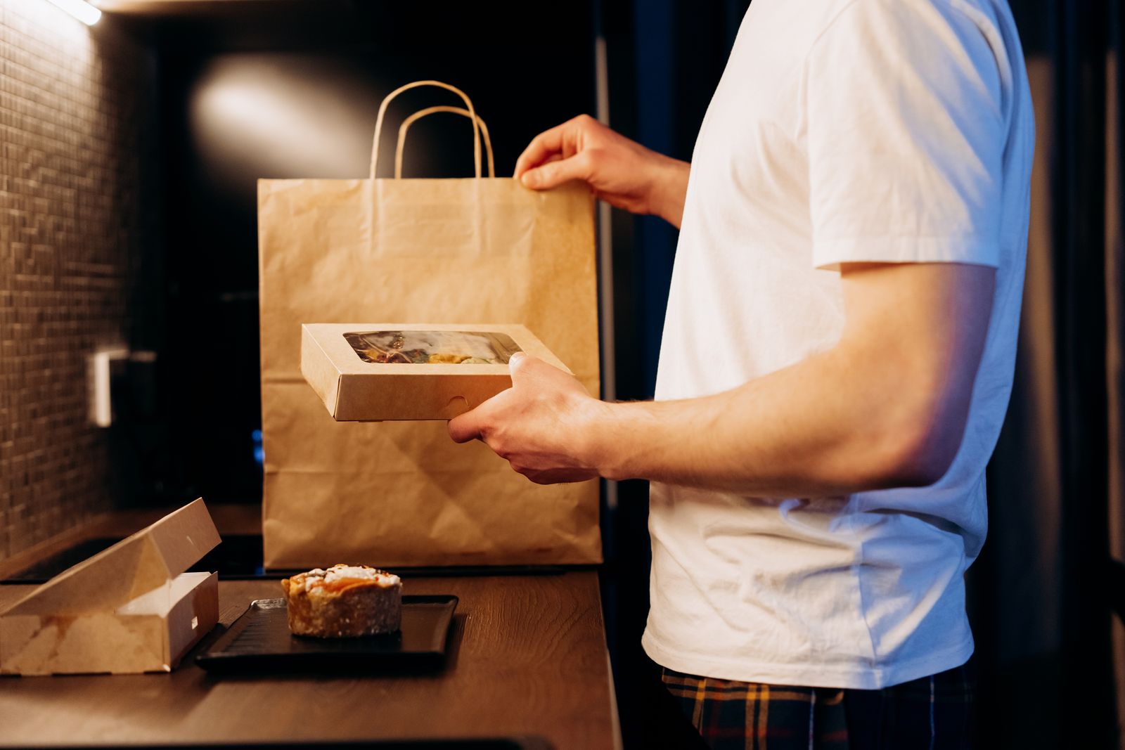Takeout bags packed for delivery